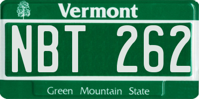 VT license plate NBT262