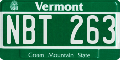 VT license plate NBT263