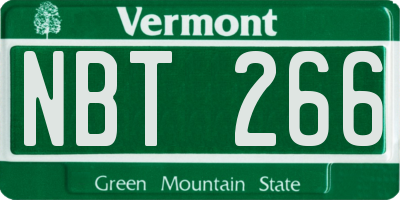 VT license plate NBT266