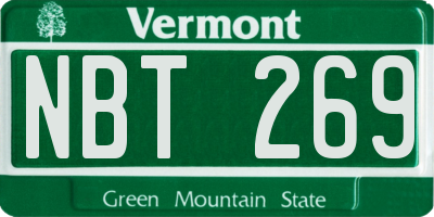 VT license plate NBT269