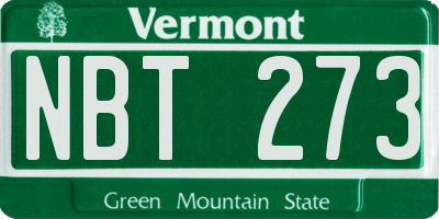 VT license plate NBT273
