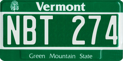 VT license plate NBT274