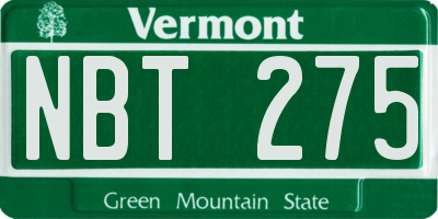 VT license plate NBT275