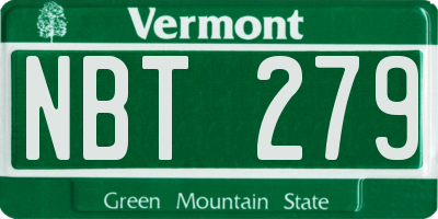 VT license plate NBT279