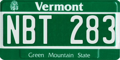 VT license plate NBT283
