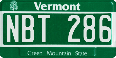 VT license plate NBT286