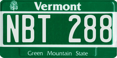 VT license plate NBT288