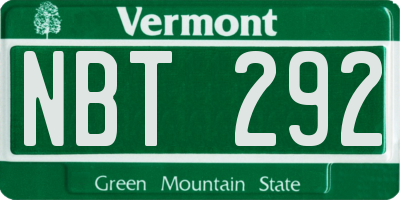 VT license plate NBT292
