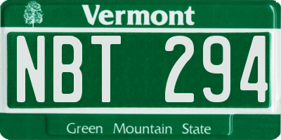 VT license plate NBT294