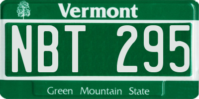 VT license plate NBT295