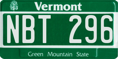 VT license plate NBT296