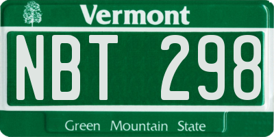 VT license plate NBT298