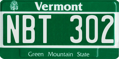 VT license plate NBT302