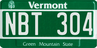 VT license plate NBT304