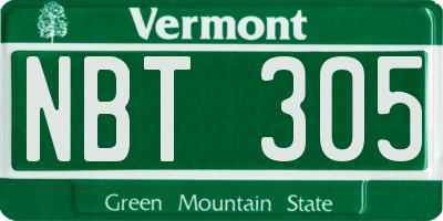 VT license plate NBT305