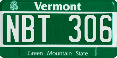 VT license plate NBT306