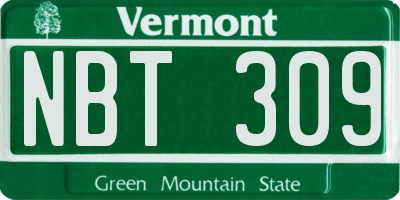 VT license plate NBT309