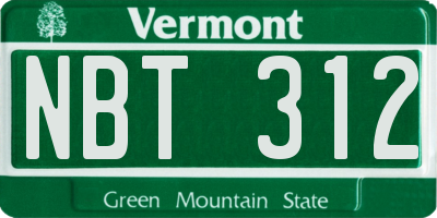 VT license plate NBT312