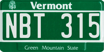 VT license plate NBT315
