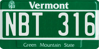 VT license plate NBT316