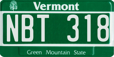 VT license plate NBT318