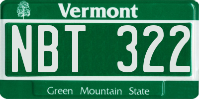 VT license plate NBT322