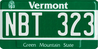 VT license plate NBT323