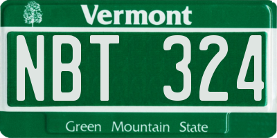 VT license plate NBT324