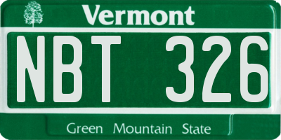 VT license plate NBT326