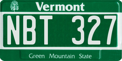 VT license plate NBT327
