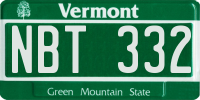 VT license plate NBT332