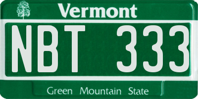 VT license plate NBT333