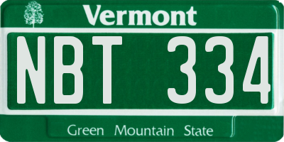 VT license plate NBT334