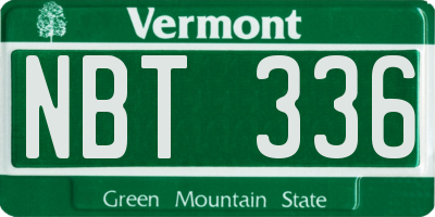 VT license plate NBT336
