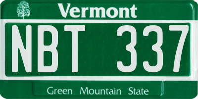 VT license plate NBT337