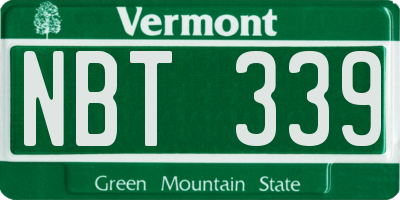 VT license plate NBT339