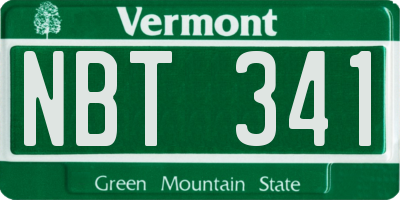 VT license plate NBT341