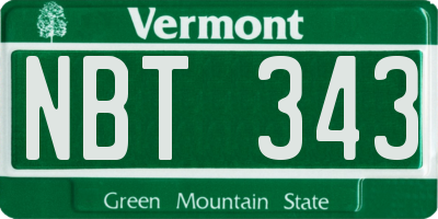 VT license plate NBT343