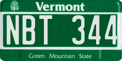 VT license plate NBT344