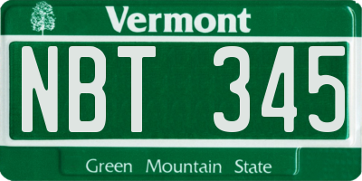 VT license plate NBT345