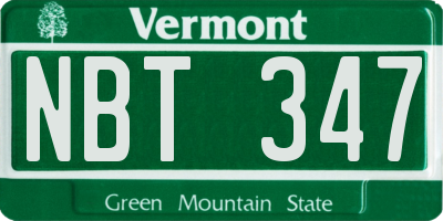 VT license plate NBT347