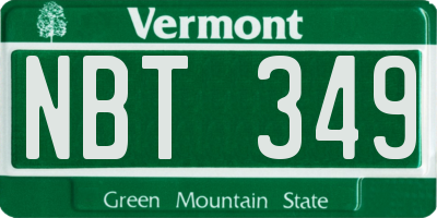 VT license plate NBT349