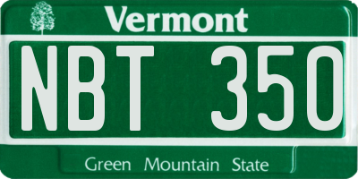 VT license plate NBT350