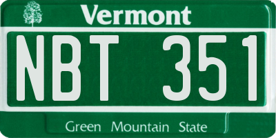 VT license plate NBT351