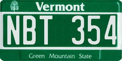 VT license plate NBT354
