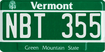 VT license plate NBT355