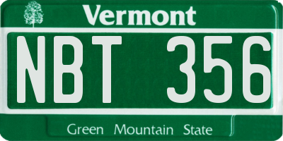VT license plate NBT356