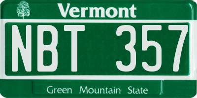 VT license plate NBT357