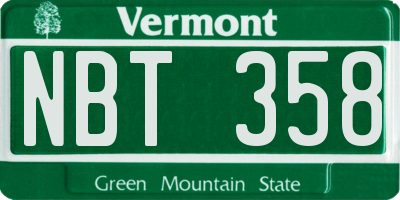 VT license plate NBT358