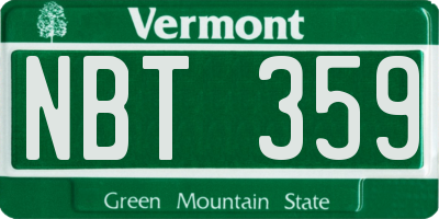 VT license plate NBT359